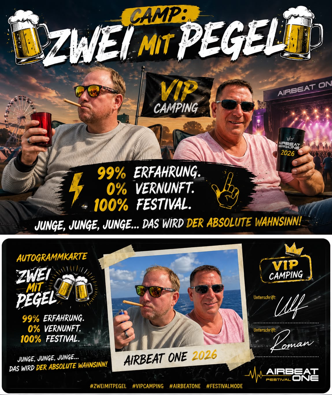 Zwei mit Pegel VIP Camping Poster